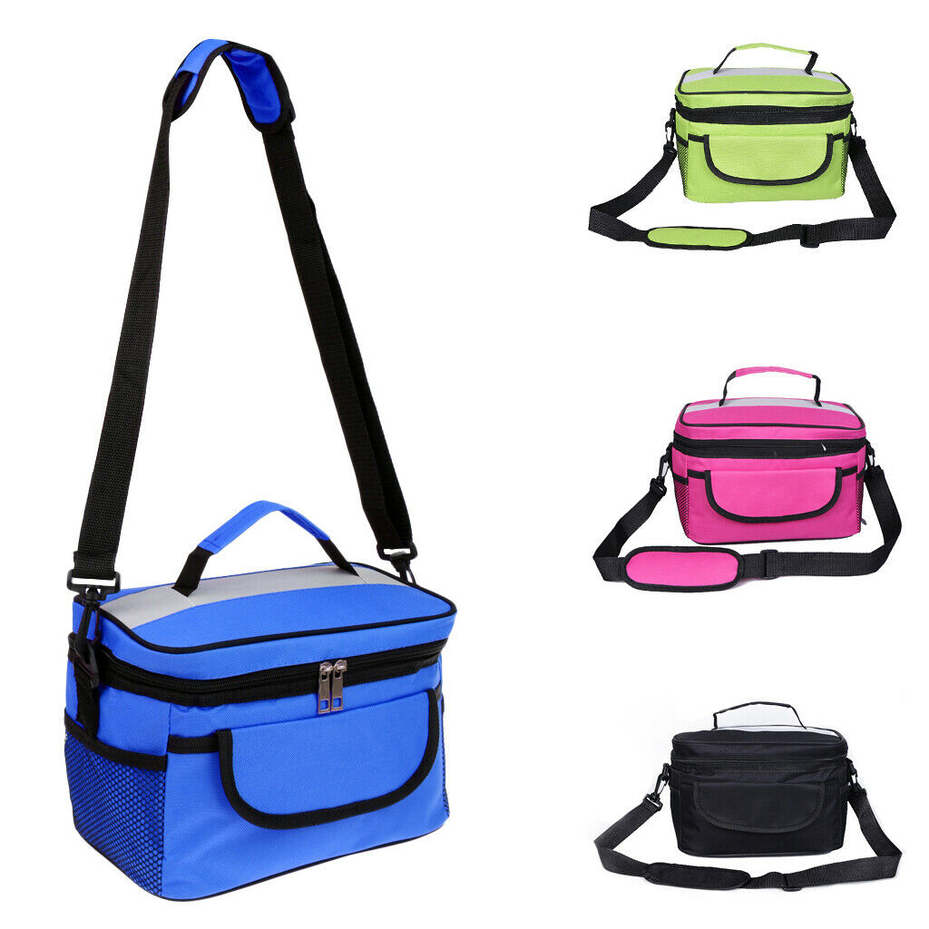Travel Outdoor Cooler Thermal Lunch Bag Tote Box Portable Container Blue