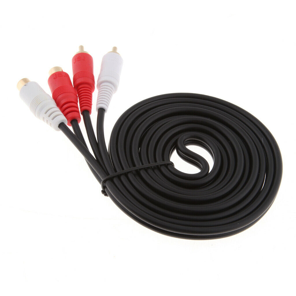2 RCA Male to Female Stereo Audio Splitter Wire, Adapter Extension Cable Cord