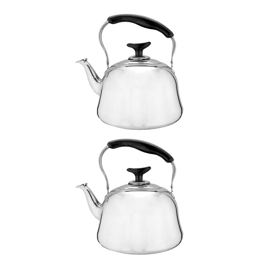 2x Stainless Steel Tea Whistling Kettle Teakettle w/ Whistle Sound Gas 3L