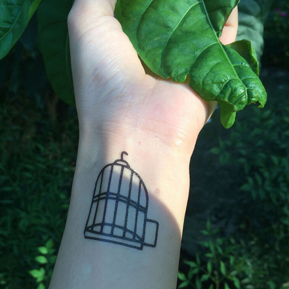 2pcs Body Art Tatoo bird cage Removable waterproof Tattoo Stickers Temporary BDA
