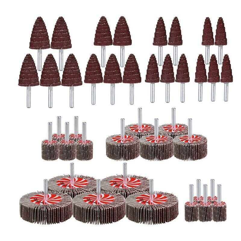 40 Pcs 1/4Inch Abrasive Flap Wheel Sander Set 80 Grit Aluminum Oxide Flap WhT7O2