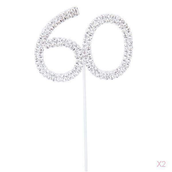 Number 60 Years with Rhinestones for Cake Decoration