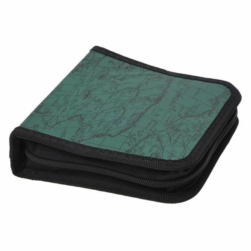 40 Disc Fashion Map CD DVD Storage Holder Sleeve Case Box Wallet Bag Album ZipL3