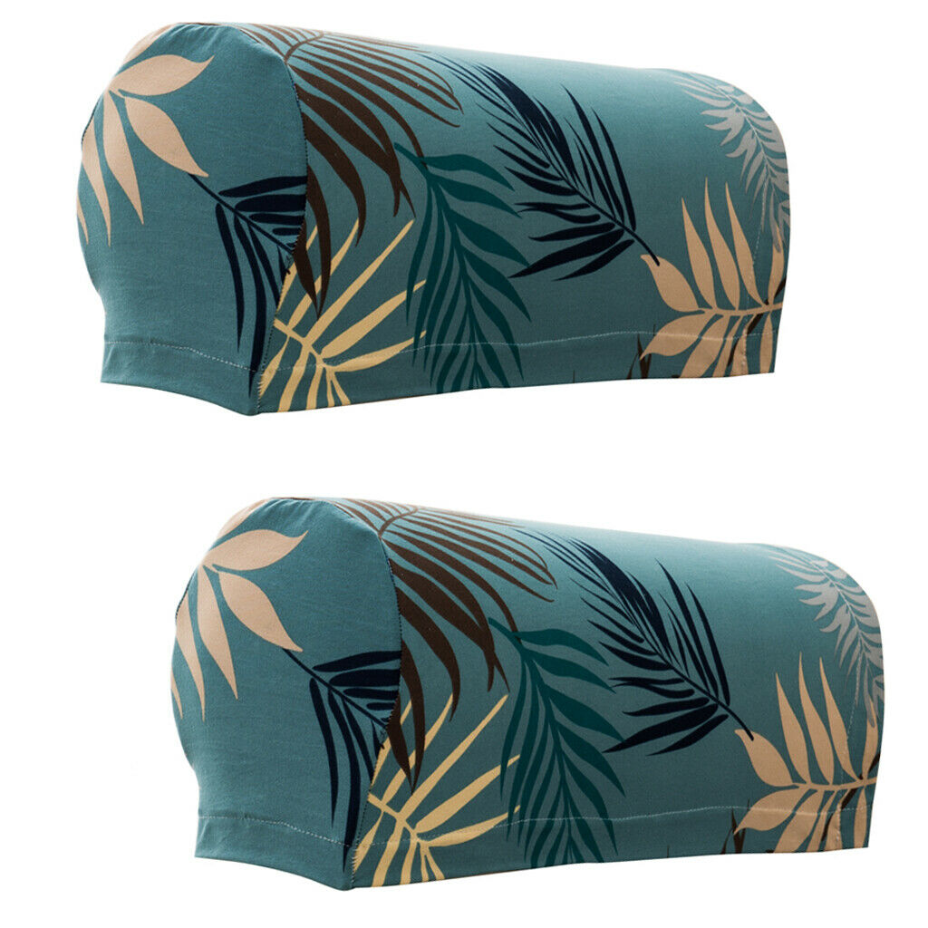 2pcs Non-slip Stretch Polyester Furniture Sofa Armrest Cover Protector Green