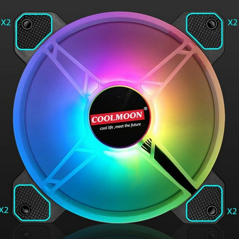 COOLMOon 14cm Computer Case Fan Mute Light-Emitting Computer Cooling Fan DesktH7