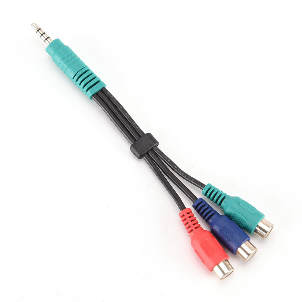 3.5mm Mini AV Male To 3RCA Female Audio Video Cable Stereo Jack Adapter Cord  Tt