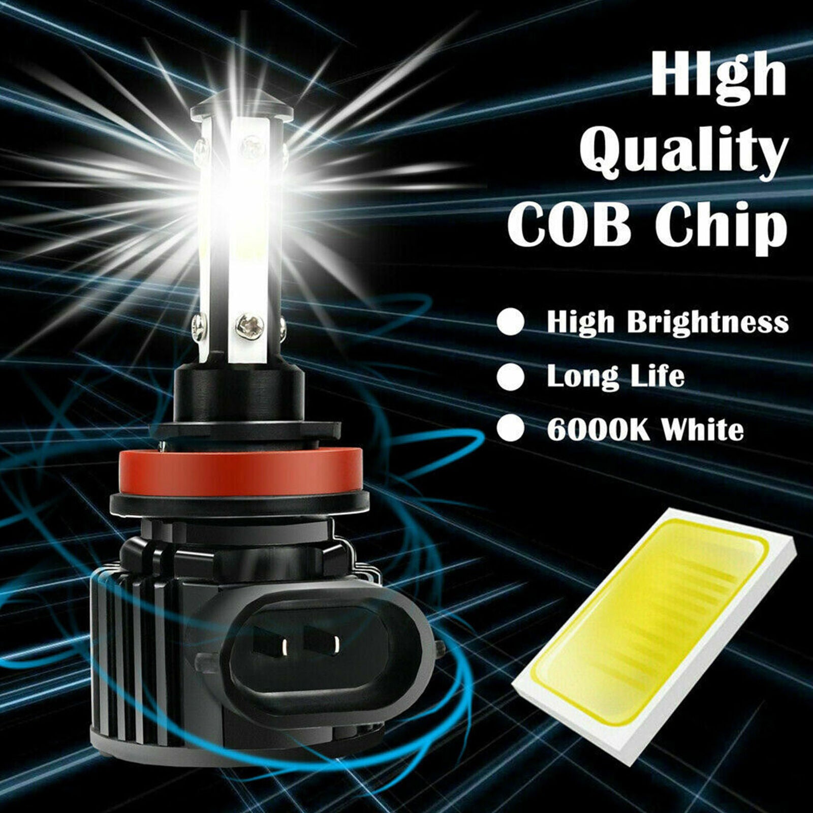 H11 LED Headlight Super Bright Bulbs Kit 330000LM HIGH/LOW Beam 6000K
