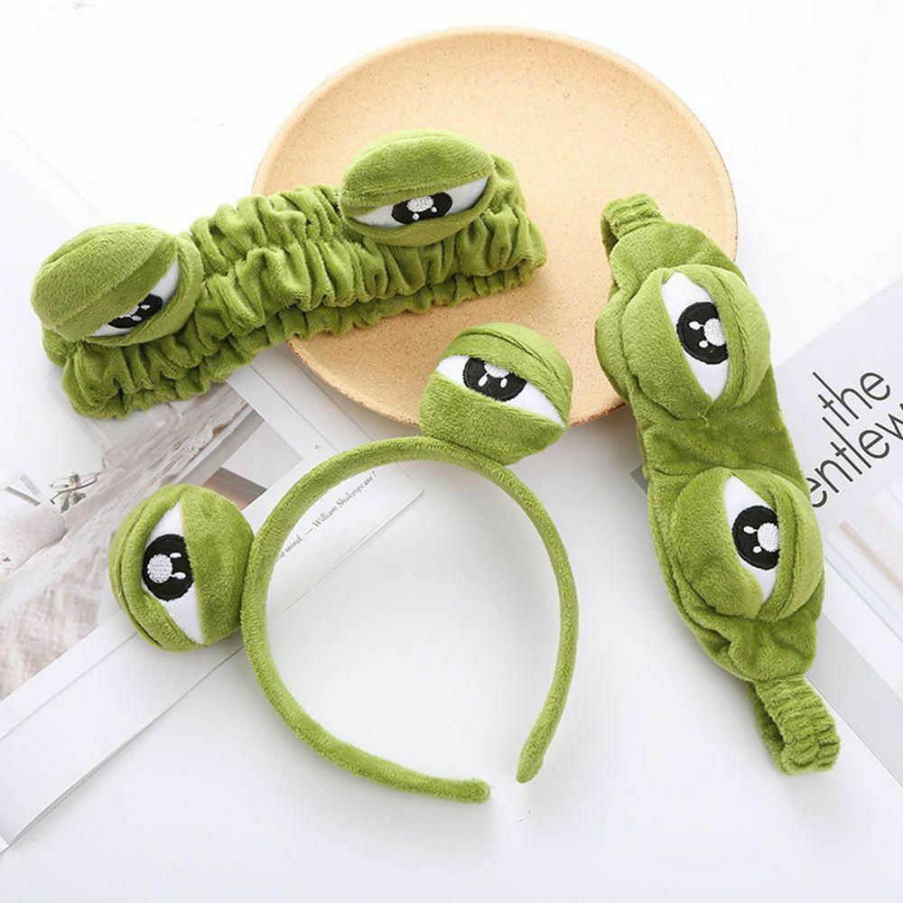 Washing Headband Funny Frog Hairband Makeup Wide-brimmed Elastic Hairbands