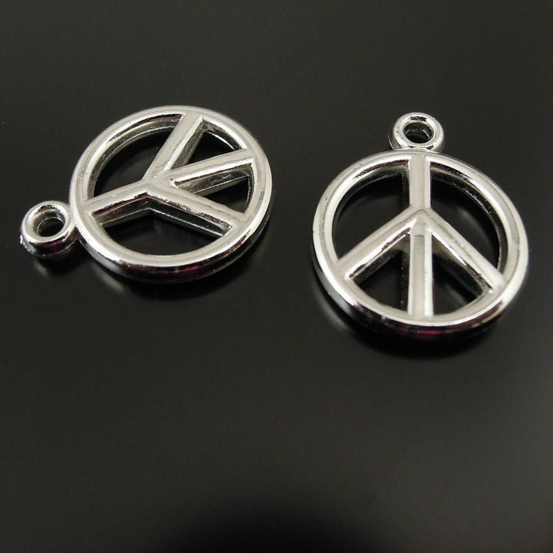 100PCS Platinumplated CCB Plastic Meaningful Peaceful Pendant Charm Hot 15mm