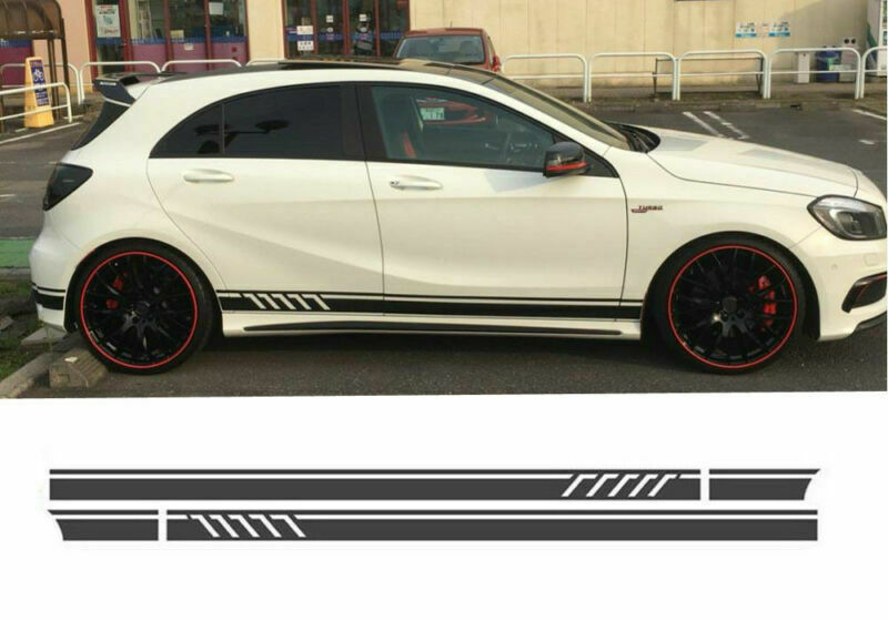 Universal Auto Car Body Side Stripes Skirt Graphics Decals Stickers Glossy Black
