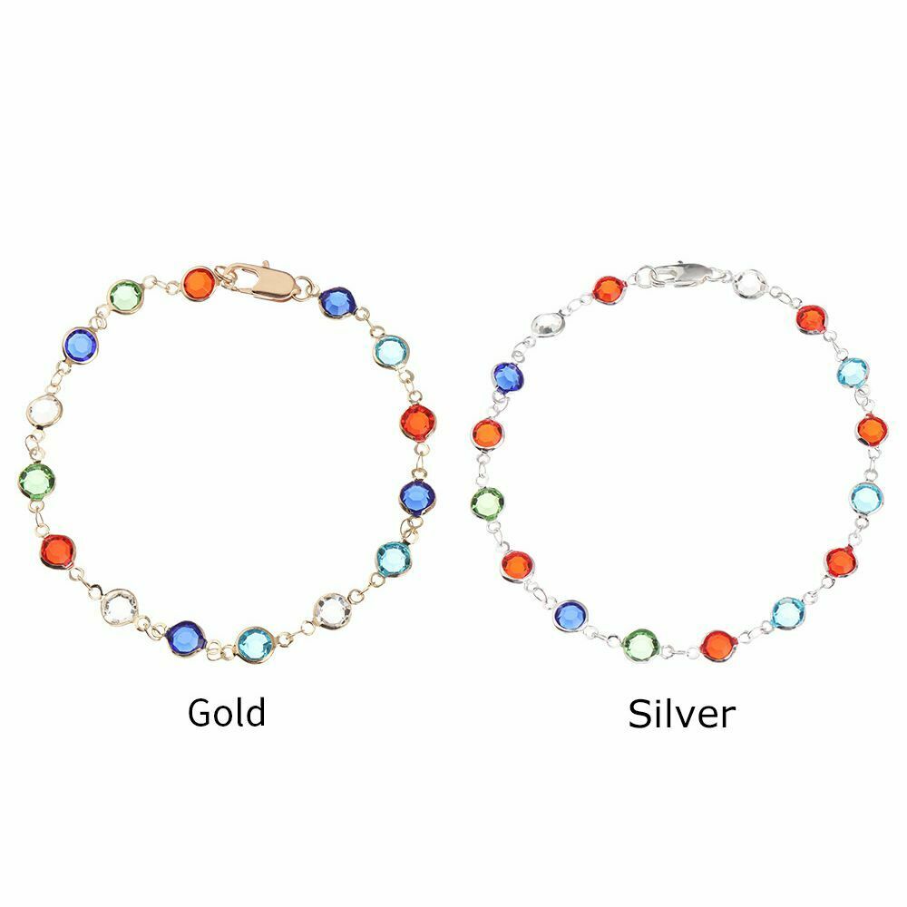 Gifts Jewelry Pendants Ethnic Style Crystal Anklet Rainbow Color Foot Chain