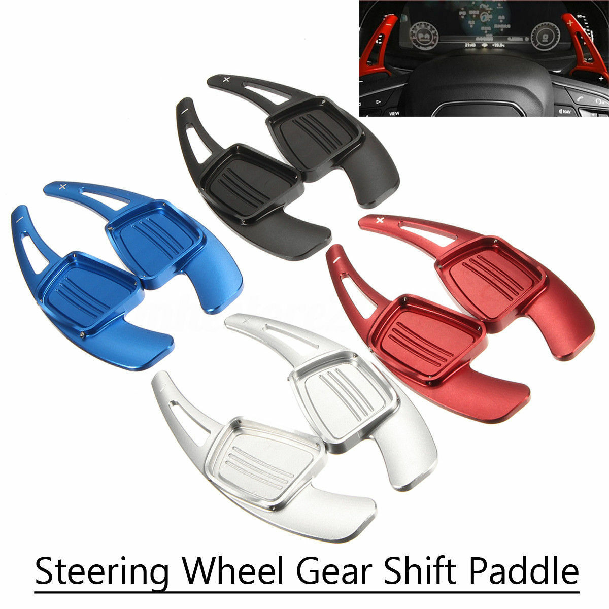 Blue Aluminum Steering Wheel Shift Paddle Extension For 15-17 Audi A4 A4L Q7 TT