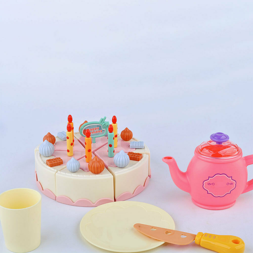 40PCS Realistic Deluxe Plastic Play Cutting Cake with Candles Creative DIY