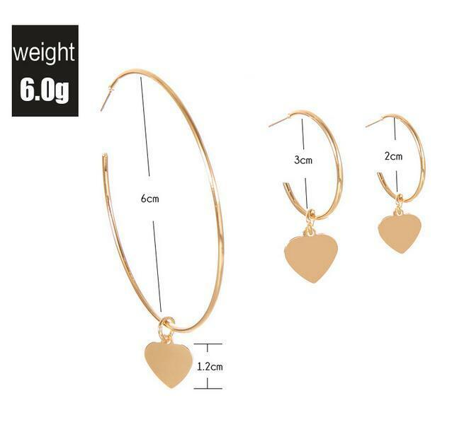 3 pcs/set Simple golden Circle heart earrings for Women Fashion Jewelry earrings