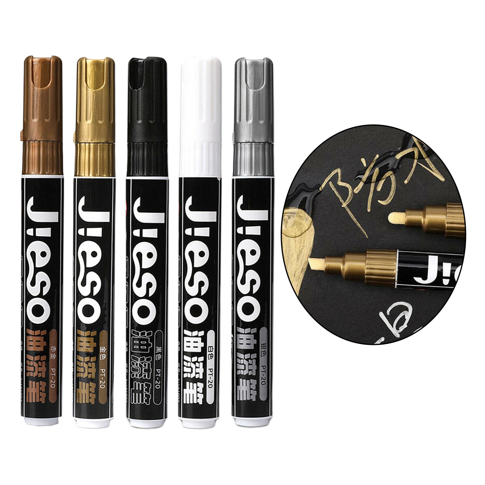 5Pcs Waterproof Metallic Marker Pens Paint for DIY Metal Wood Glass Painting