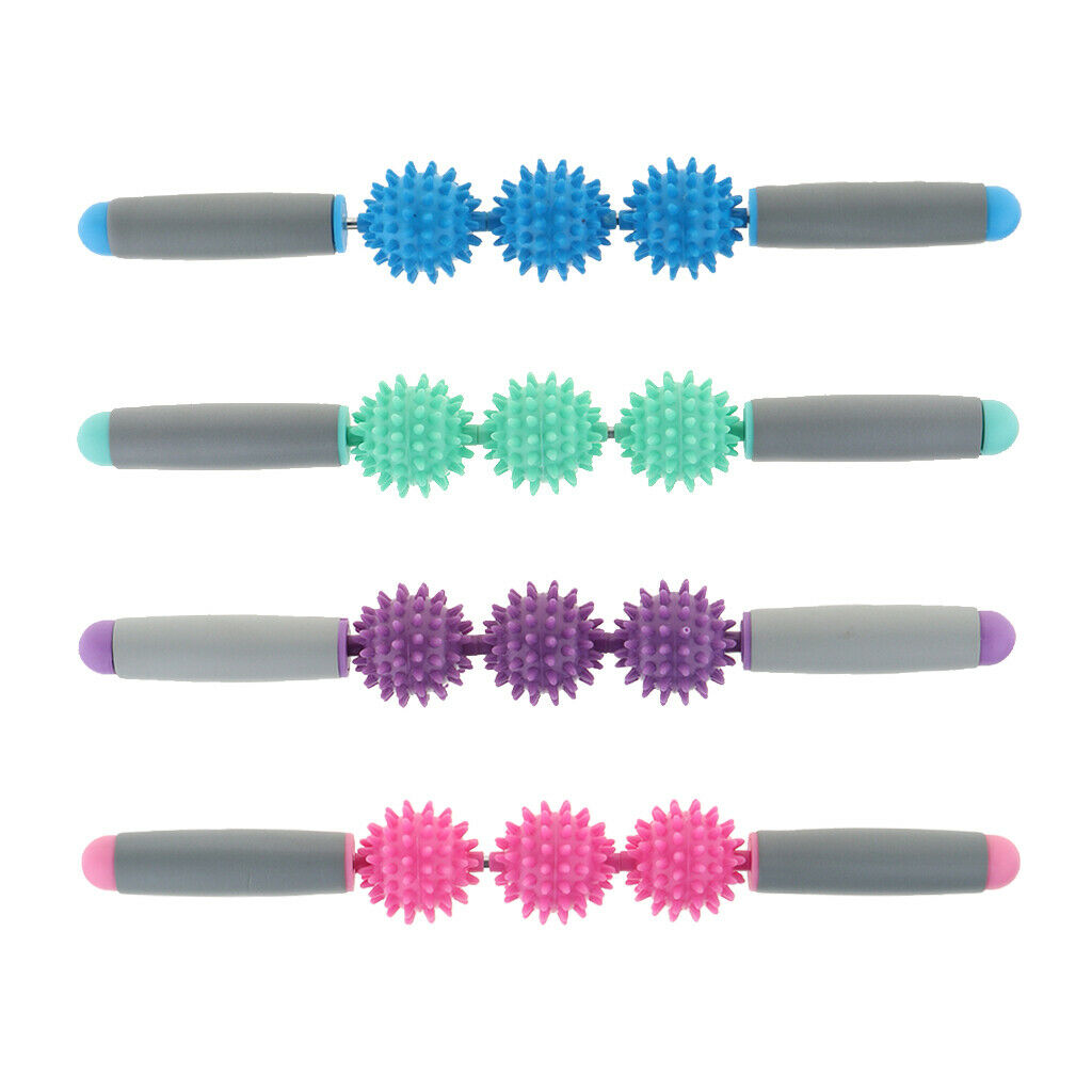 Spiky Ball   Point Muscle Stick Roller Massage Wand Rolling Pink