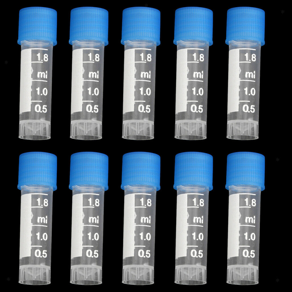 10Pcs/set 1.8ml Lab Plastic Frozen Test Tubes Vial Seal   Container for Lab