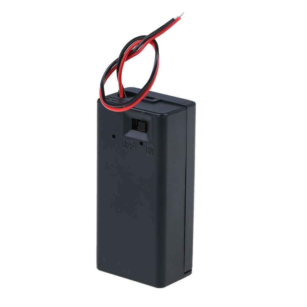 9V Volt PP3 battery holder box dc case w/ wire lead on/off switch cove.l8