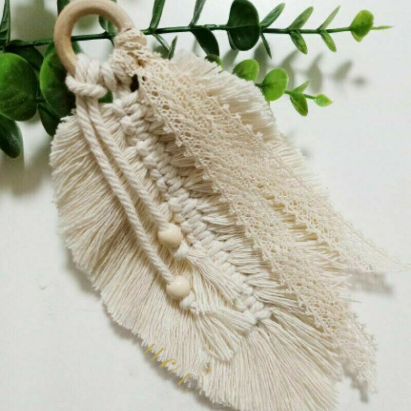 Macrame Home Feathered Charm Wall Hanging Boho Decor Hand-woven Tapest.l8