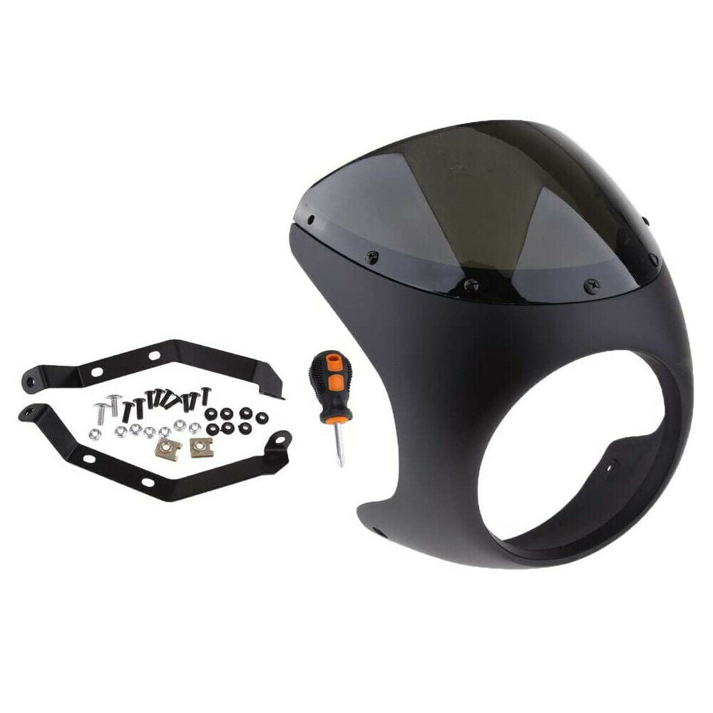 Universal 7" Headlight Fairing Windscreen Windshield Cover for Cafe Racer