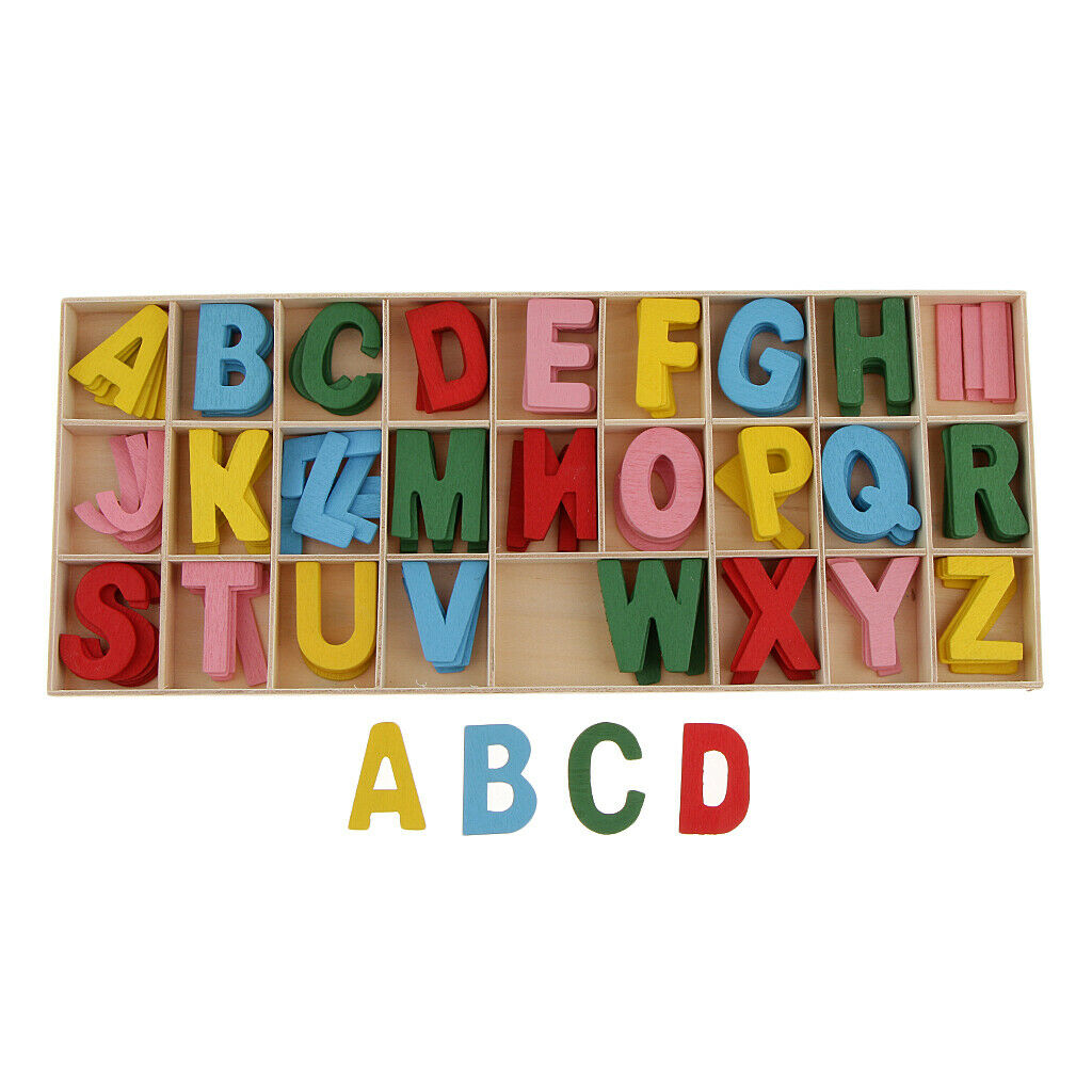 156 Pieces Wooden Alphabet Letters with Storage Tray Box Kids Educational Toys