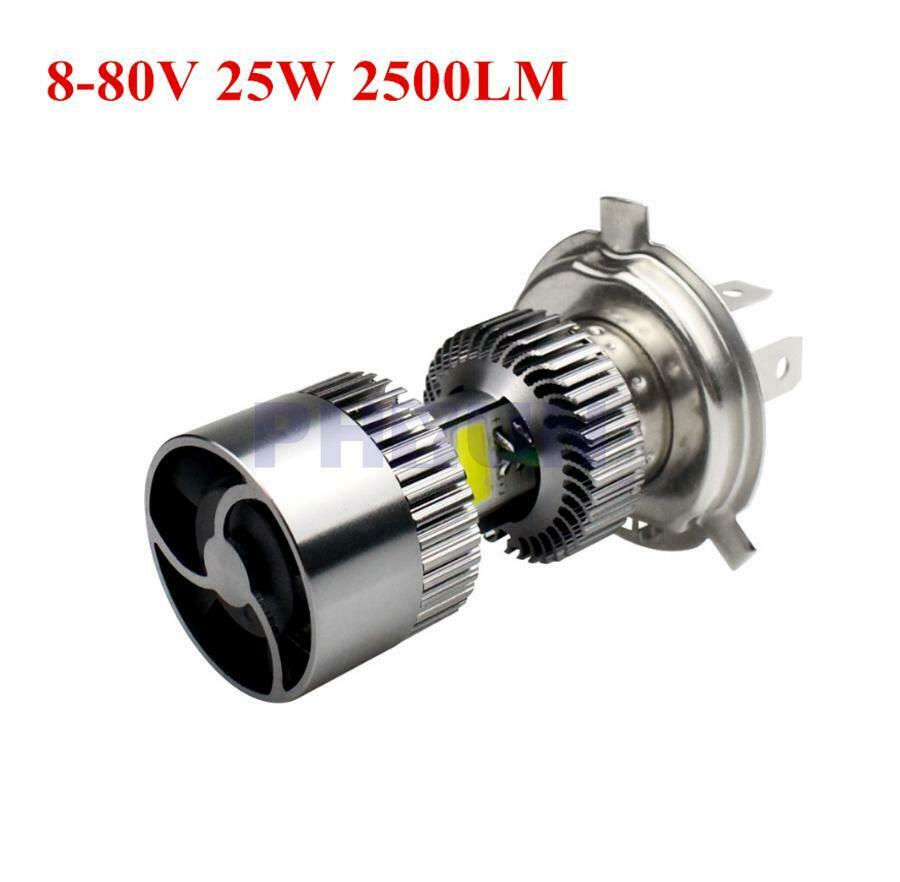 1x 25W LED Headlight Lamp Bulb H4 Hi-Lo Beam 2500LM For 8-80V Motorcycle Scooter