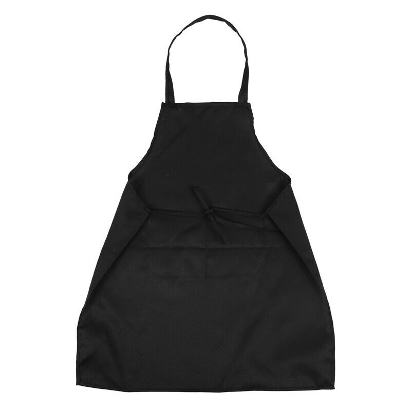 Unisex 2 Pocket Black Kitchen Apron Bib, One Size in Medium W3U2U2