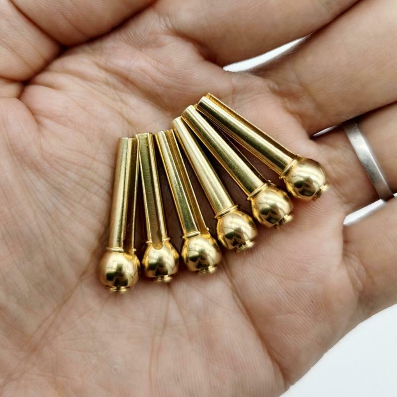 6Pack Guitar Bridge Pins,Pure Brass 6 String Pegs Endpin Replacement Parts