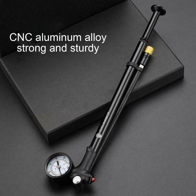 Bicycle Manual Light Front Fork Shock Absorber Rear Pump w/ Tire Pressure Gauge