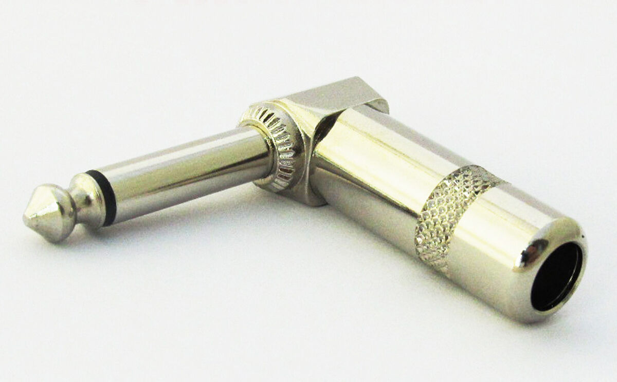 5pcs 1/4" 6.35mm MONO Metal Plug Angle Audio connector 3053