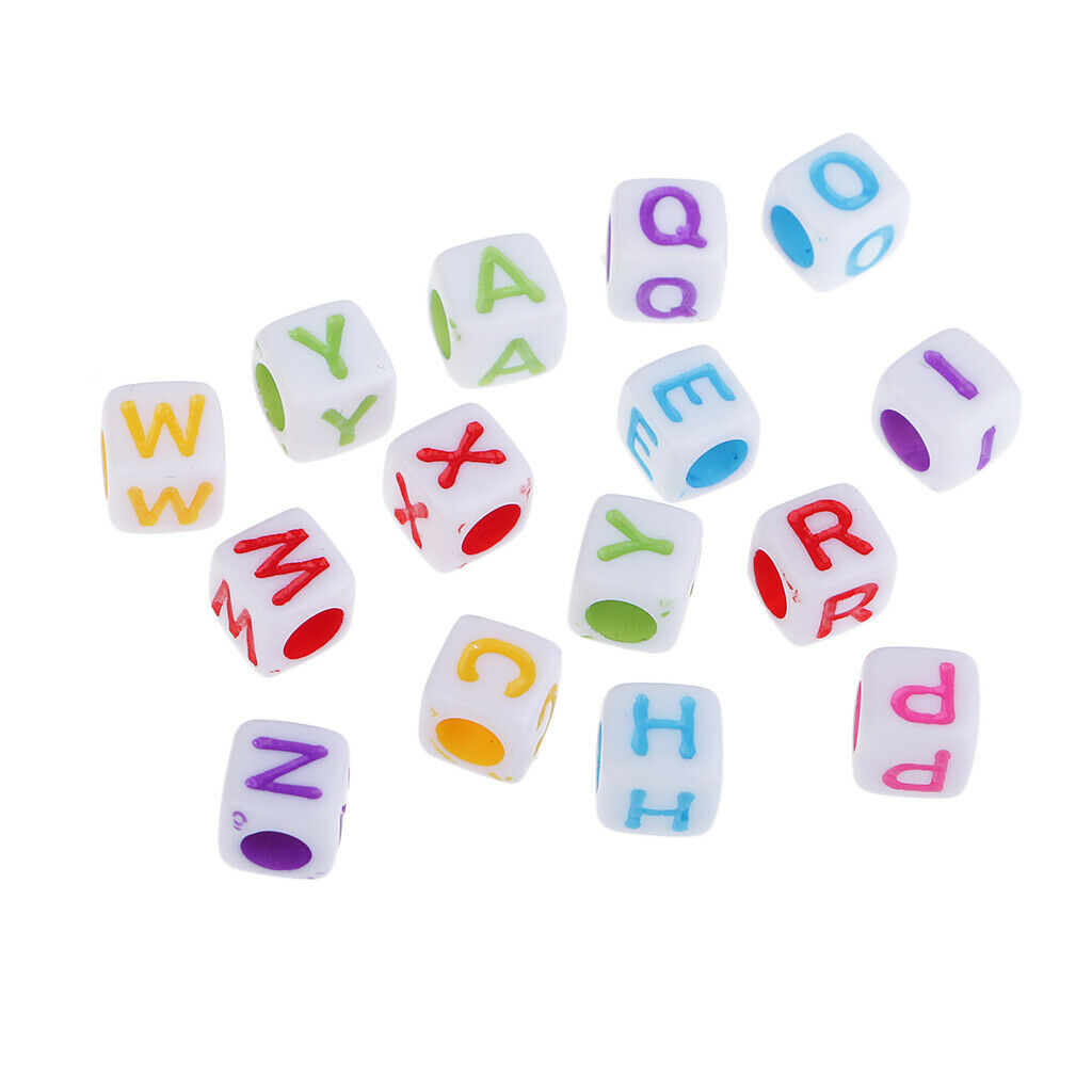 100pcs Cubed Uppercase Alphabet Beads DIY Word Message Children