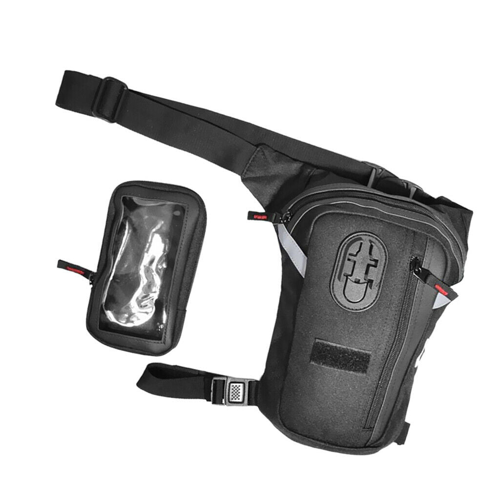 Black Men Sport Leg Bag Touch Screen Phone Bag for Outdoor Motorcycle Riding