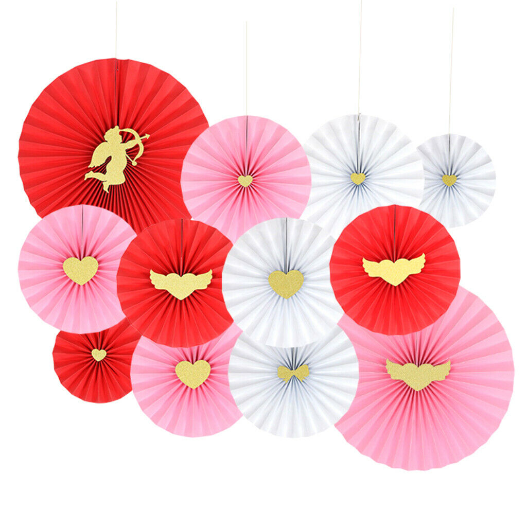 12 Pieces Mixed Cupid Tissue Paper Wheel Fans Flowers Photo Backdrop Wedding