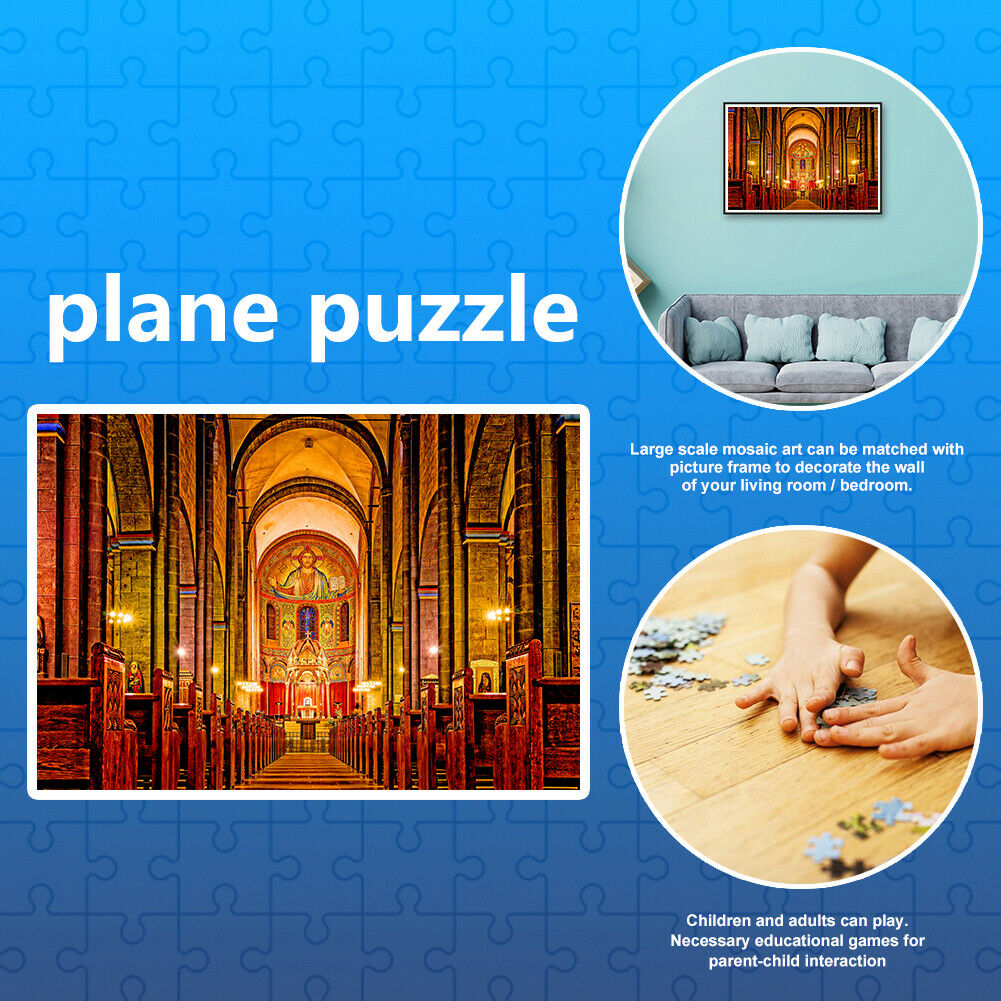 1000pcs DIY Church Interior Paper Puzzle Stress Relief Toys Handmade Gifts @
