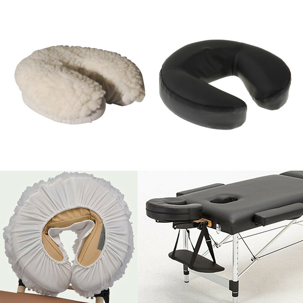 Foam Face Cradle Cushion Pillow Warm Fleece Cover Set for Massage Table Bed