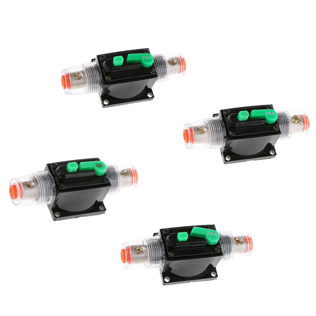 4 Pieces 20A~50A Car Audio Circuit Breaker Fuse Holder Manual Reset Switch