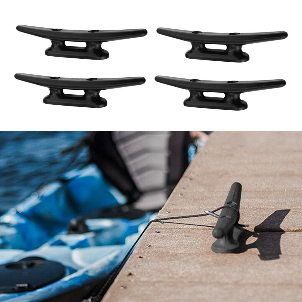 4pcs Heavy Duty 8" Nylon Marine Boat Flat Top Low Cleat Rope Tie Hardware