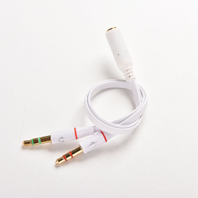 3.5mm Y Splitter CableBDemale to Dual Male Earphone Mic Audio Convert.l8
