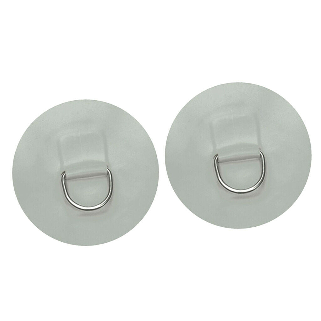 2pcs PVC Gray Round D-Ring Patch for Inflatable Boat Dinghy Kayak Canoe
