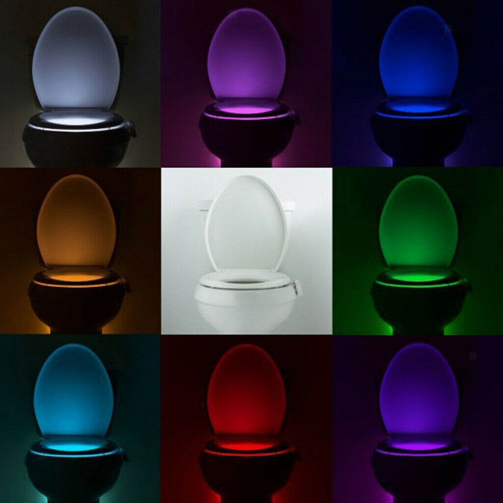 8-Color Flexible LED Toilet Night Light Sensor Motion Activated Seat Lamp 1W