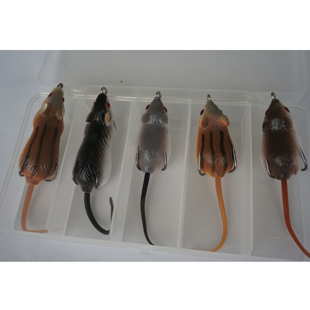 5x Bass Snakehead Bait Artificial Mouse Crankbait Fishing Lure Rat Bait