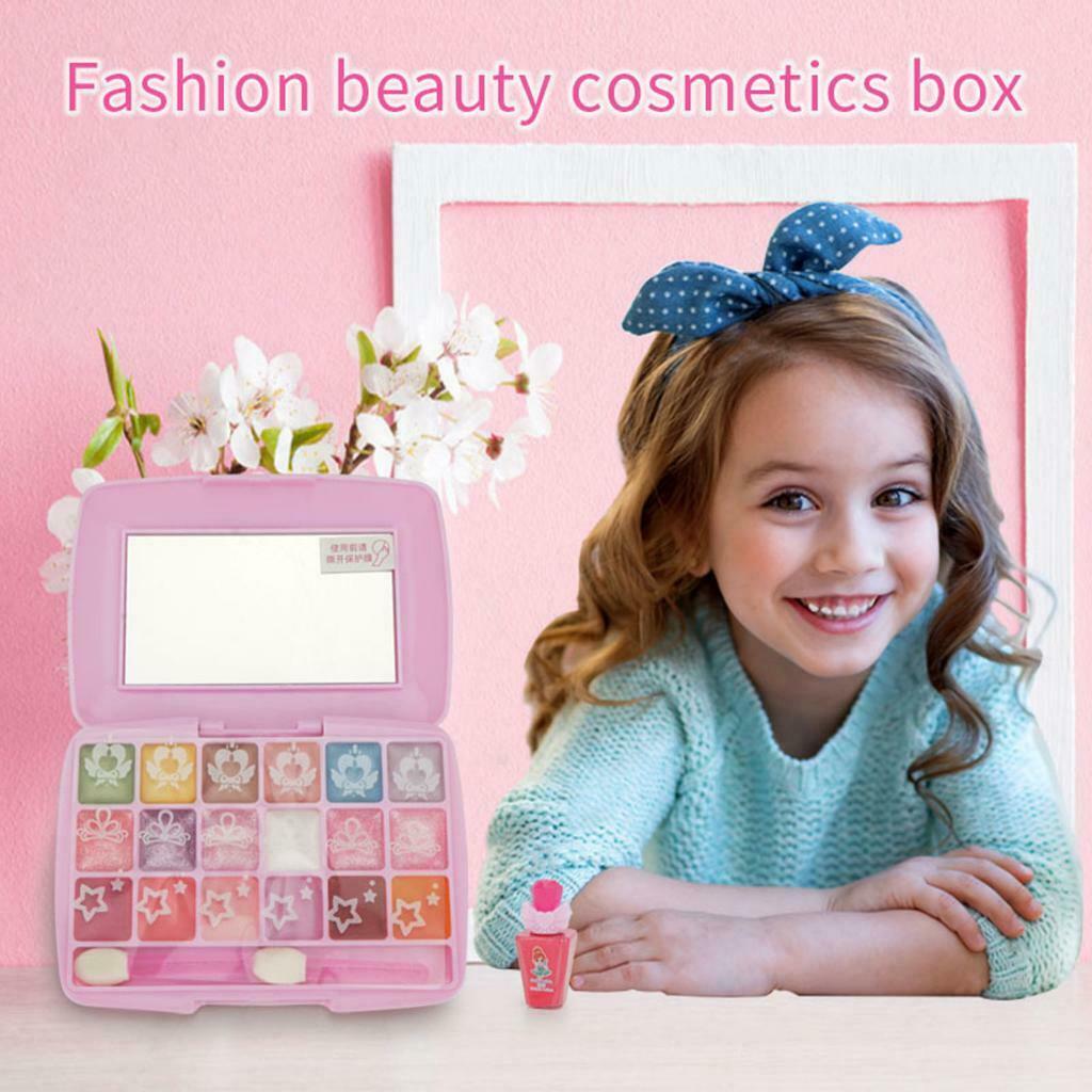 Princess Makeup Set Kids Cosmetic Girls Kit Eyeshadow Lip Gloss Blush Brush Gift