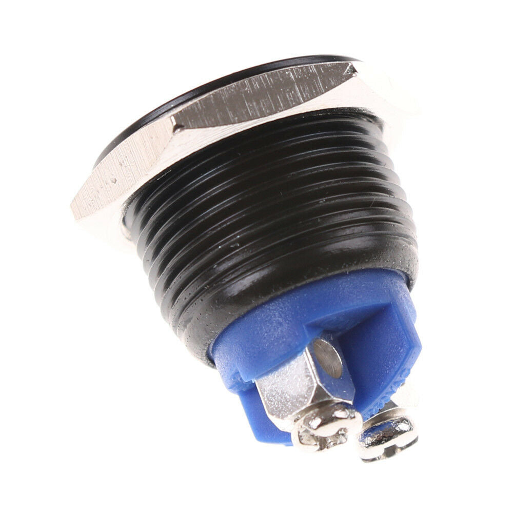 1PC 16mm Stainless Steel Black Waterproof Starter Switch Momentary Button Tt