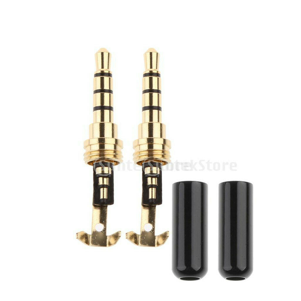 2Pcs 3.5mm TRRS Male Audio   Plug Repair Connector for Headset Black