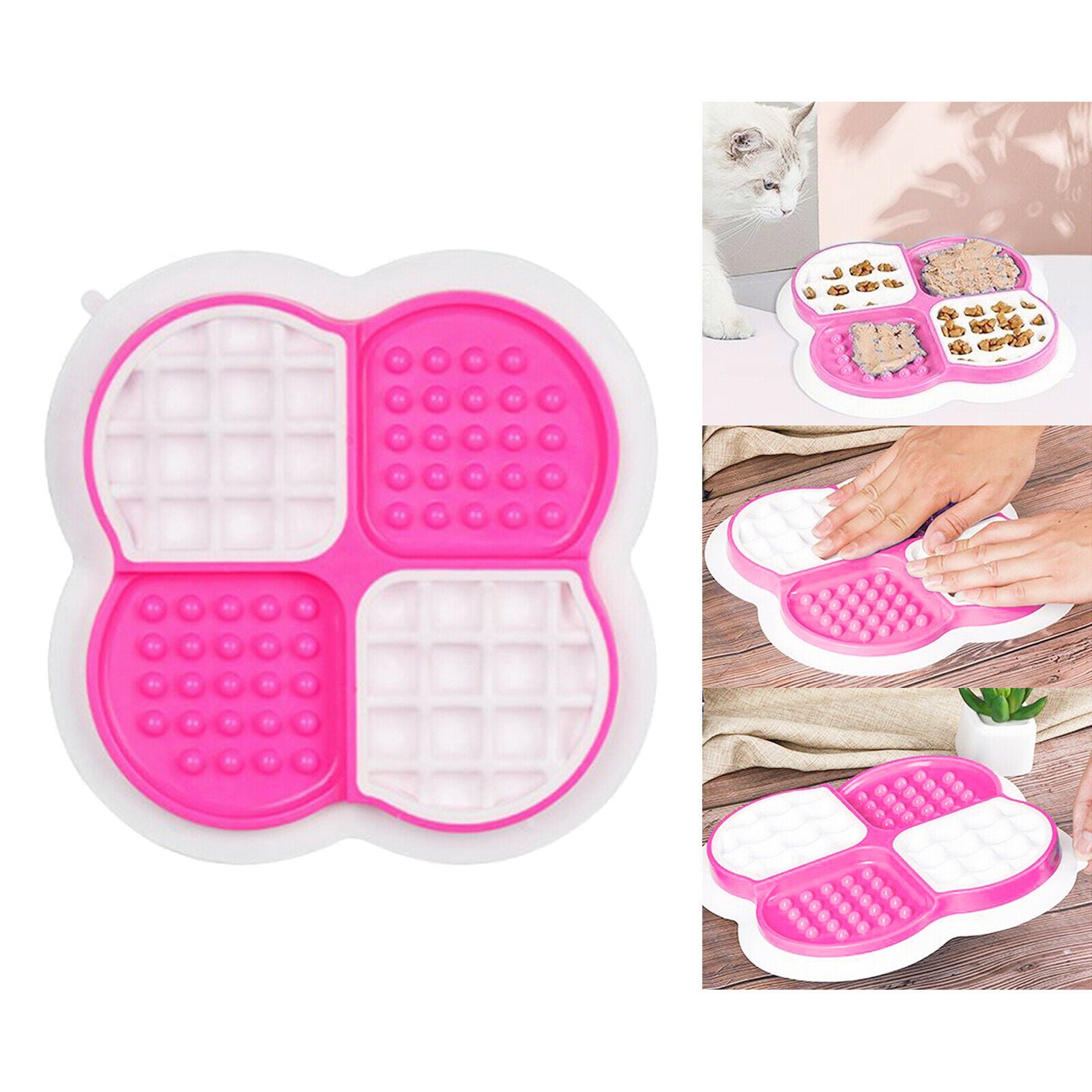 Pet Bowl Dog Cat Slow Eating Feeding Food Bowls Portable Puppy Feeder Pink