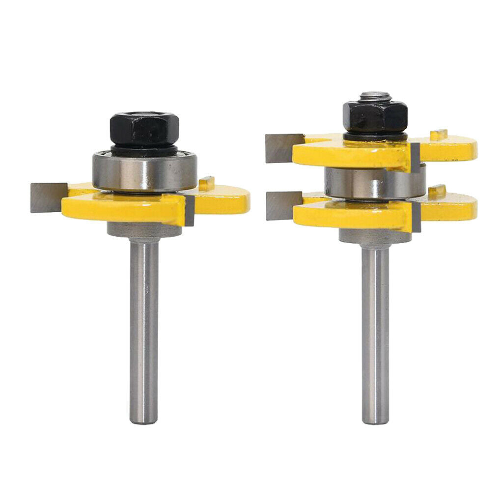 Tongue and Groove Set, Router Bit Set, Wood Door Flooring 3 Teeth Adjustable,