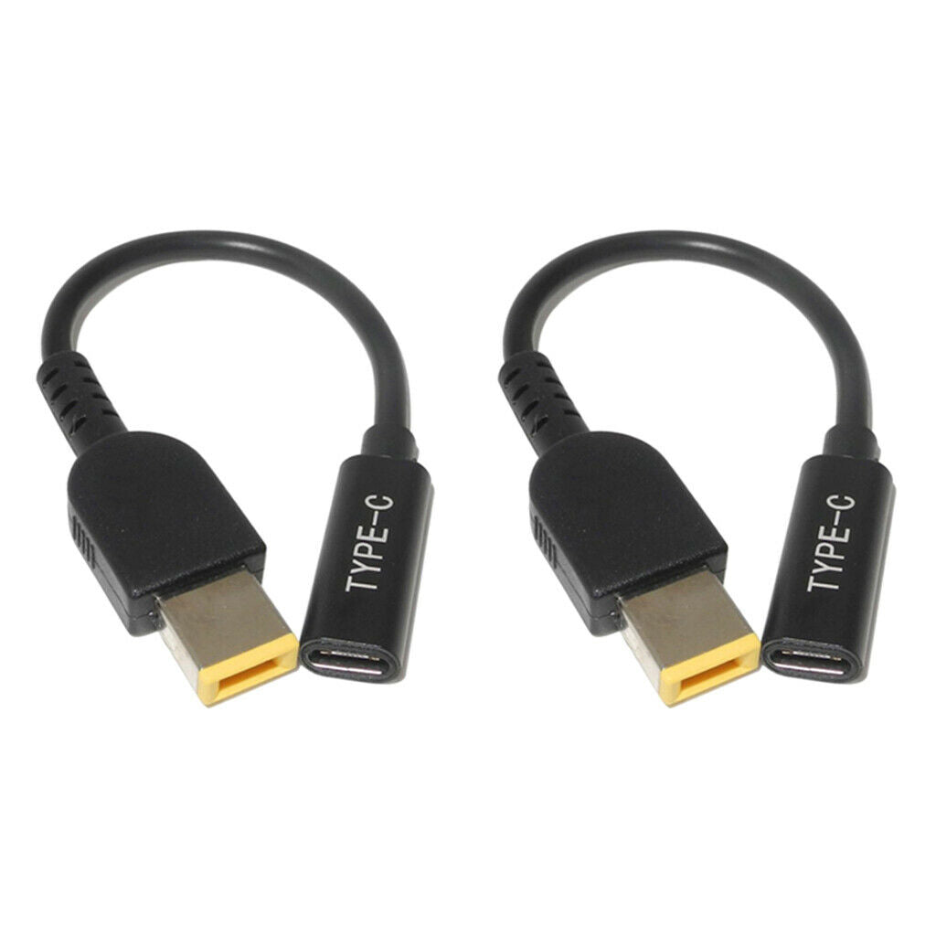 2 Packs Power Adapter Cable USB Type-C To Square Plug Charger For Lenovo