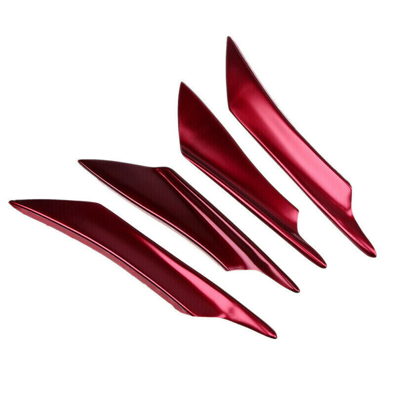 ABS Universal Car Front Bumper Lip Splitter Fins Body Spoiler Canards Red 4x