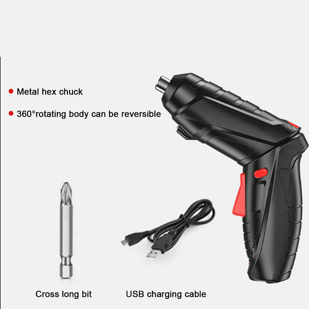 Cordless Screwdriver Drill Screw Driver with Bit USB Rechargeable Electric Tool