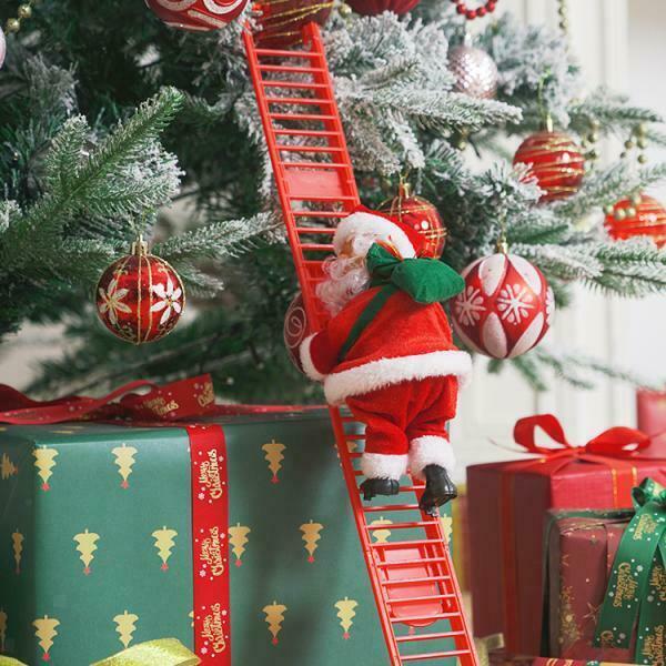 Electric Santa Climbing Ladder Christmas Indoor Outdoor Xmas Holiday Door Wall